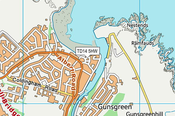 TD14 5HW map - OS VectorMap District (Ordnance Survey)
