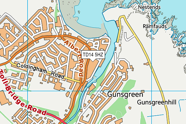 TD14 5HZ map - OS VectorMap District (Ordnance Survey)