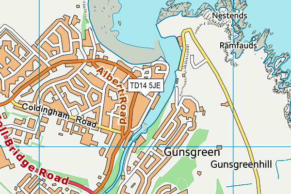 TD14 5JE map - OS VectorMap District (Ordnance Survey)
