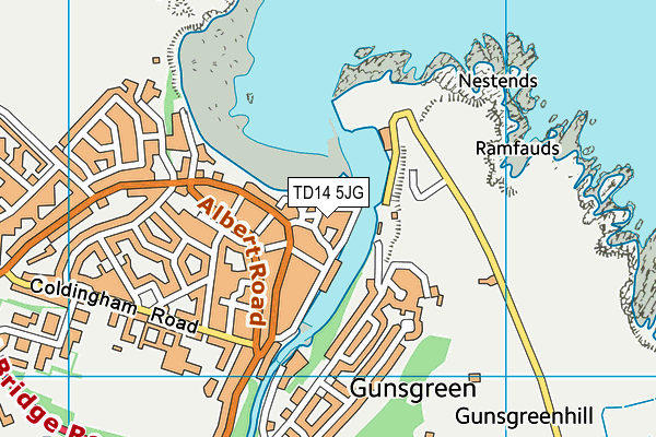 TD14 5JG map - OS VectorMap District (Ordnance Survey)