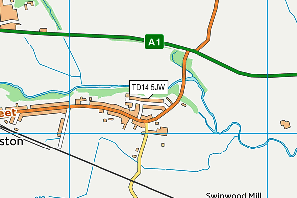 TD14 5JW map - OS VectorMap District (Ordnance Survey)