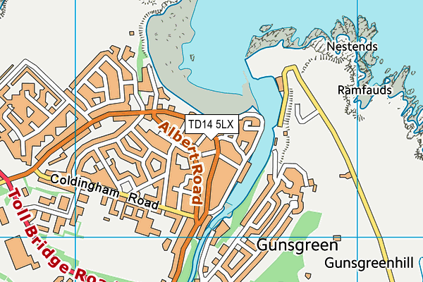 TD14 5LX map - OS VectorMap District (Ordnance Survey)