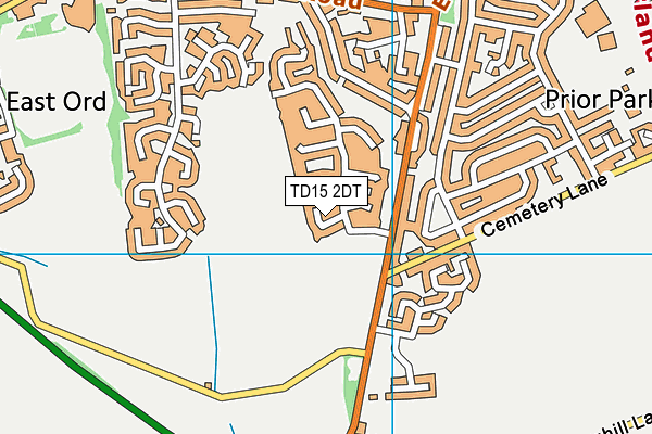 TD15 2DT map - OS VectorMap District (Ordnance Survey)