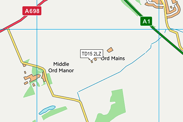 TD15 2LZ map - OS VectorMap District (Ordnance Survey)