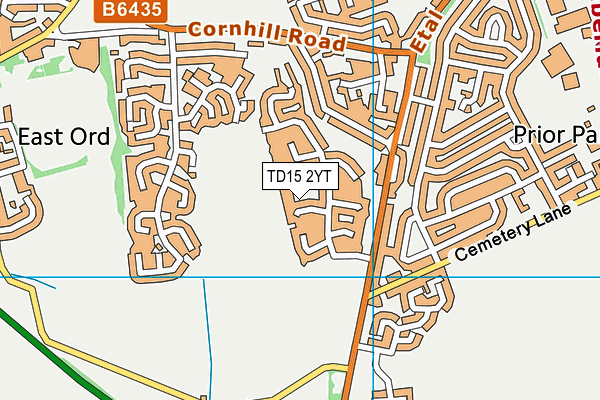 TD15 2YT map - OS VectorMap District (Ordnance Survey)