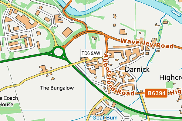 TD6 9AW map - OS VectorMap District (Ordnance Survey)