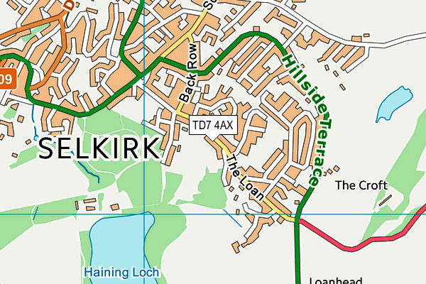 TD7 4AX map - OS VectorMap District (Ordnance Survey)