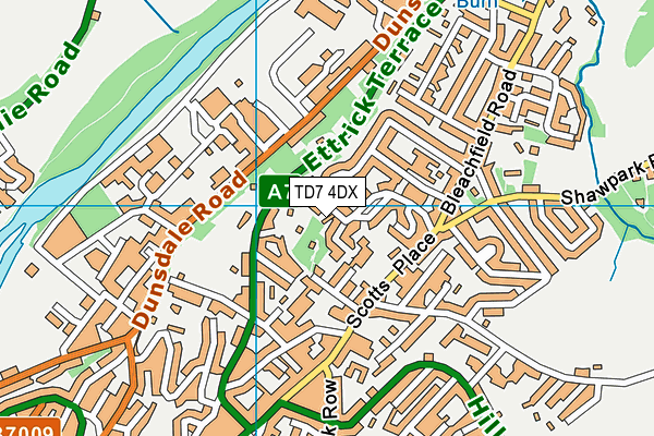 TD7 4DX map - OS VectorMap District (Ordnance Survey)