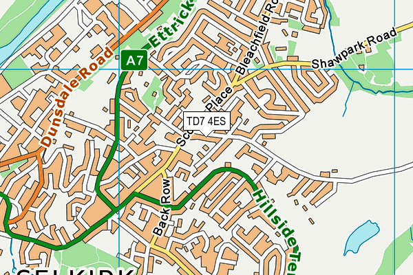 TD7 4ES map - OS VectorMap District (Ordnance Survey)