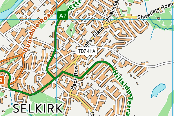 TD7 4HA map - OS VectorMap District (Ordnance Survey)