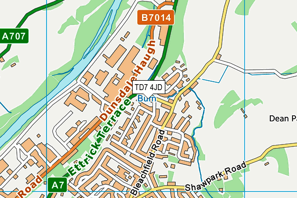 TD7 4JD map - OS VectorMap District (Ordnance Survey)