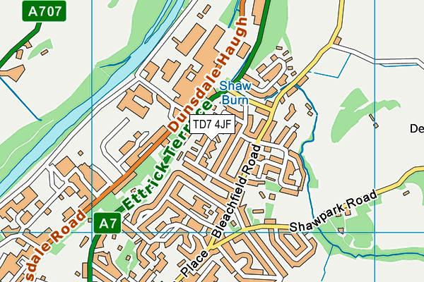 TD7 4JF map - OS VectorMap District (Ordnance Survey)