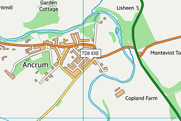 TD8 6XE map - OS VectorMap District (Ordnance Survey)