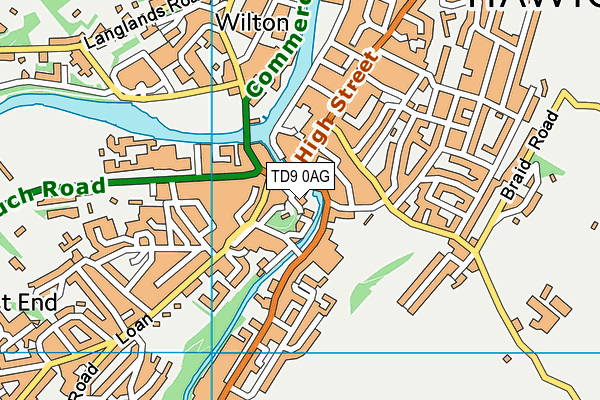 TD9 0AG map - OS VectorMap District (Ordnance Survey)