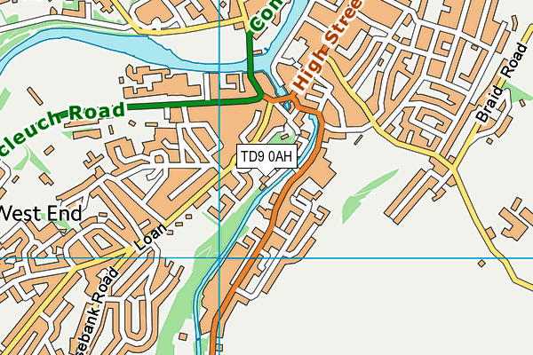 TD9 0AH map - OS VectorMap District (Ordnance Survey)