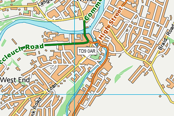 TD9 0AR map - OS VectorMap District (Ordnance Survey)