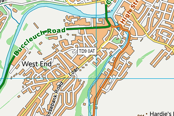 TD9 0AT map - OS VectorMap District (Ordnance Survey)