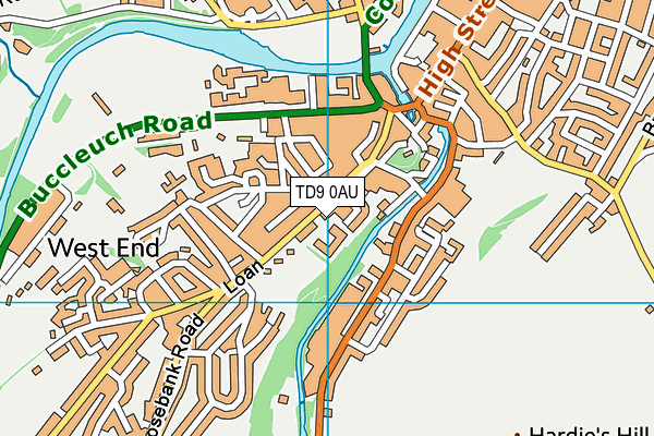 TD9 0AU map - OS VectorMap District (Ordnance Survey)