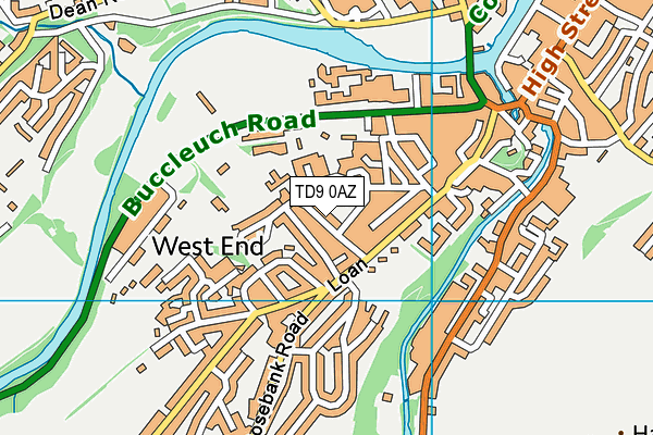 TD9 0AZ map - OS VectorMap District (Ordnance Survey)