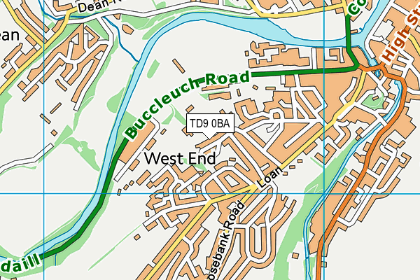 TD9 0BA map - OS VectorMap District (Ordnance Survey)