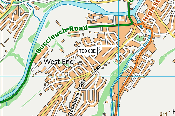 TD9 0BE map - OS VectorMap District (Ordnance Survey)