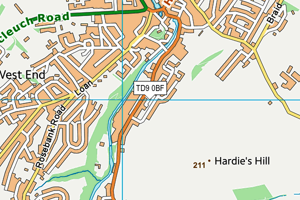 TD9 0BF map - OS VectorMap District (Ordnance Survey)