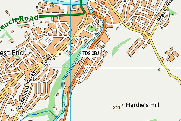 TD9 0BJ map - OS VectorMap District (Ordnance Survey)