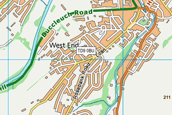 TD9 0BU map - OS VectorMap District (Ordnance Survey)