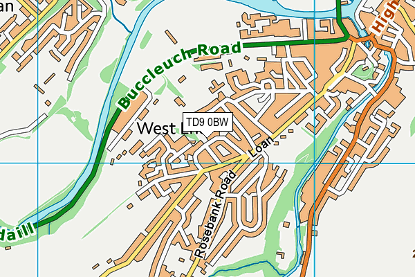 TD9 0BW map - OS VectorMap District (Ordnance Survey)