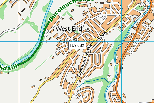 TD9 0BX map - OS VectorMap District (Ordnance Survey)