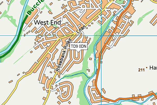 TD9 0DN map - OS VectorMap District (Ordnance Survey)