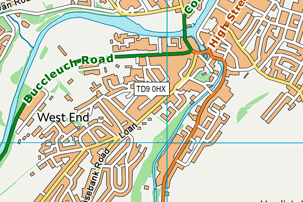 TD9 0HX map - OS VectorMap District (Ordnance Survey)