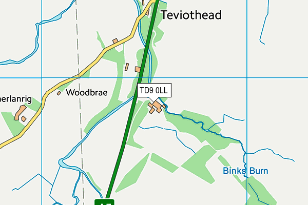 TD9 0LL map - OS VectorMap District (Ordnance Survey)