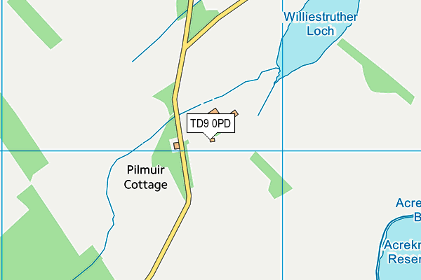 TD9 0PD map - OS VectorMap District (Ordnance Survey)