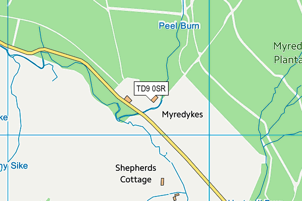 TD9 0SR map - OS VectorMap District (Ordnance Survey)