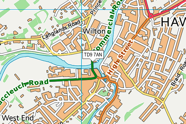 TD9 7AN map - OS VectorMap District (Ordnance Survey)