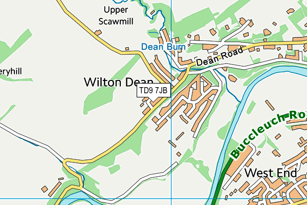 TD9 7JB map - OS VectorMap District (Ordnance Survey)