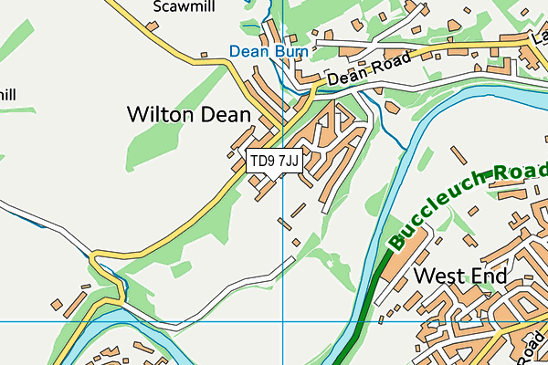 TD9 7JJ map - OS VectorMap District (Ordnance Survey)
