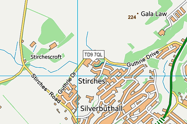 TD9 7QL map - OS VectorMap District (Ordnance Survey)