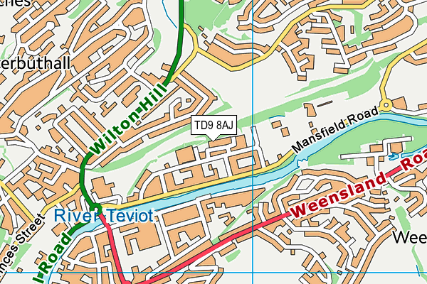 TD9 8AJ map - OS VectorMap District (Ordnance Survey)