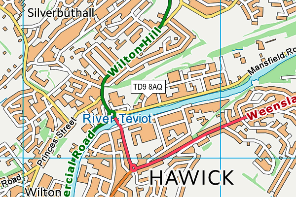 TD9 8AQ map - OS VectorMap District (Ordnance Survey)