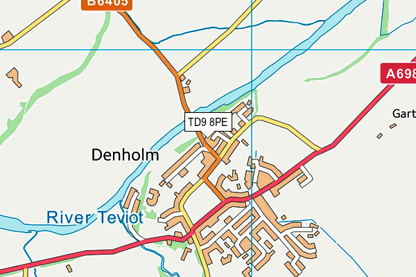 TD9 8PE map - OS VectorMap District (Ordnance Survey)