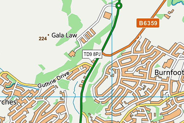 TD9 8PJ map - OS VectorMap District (Ordnance Survey)