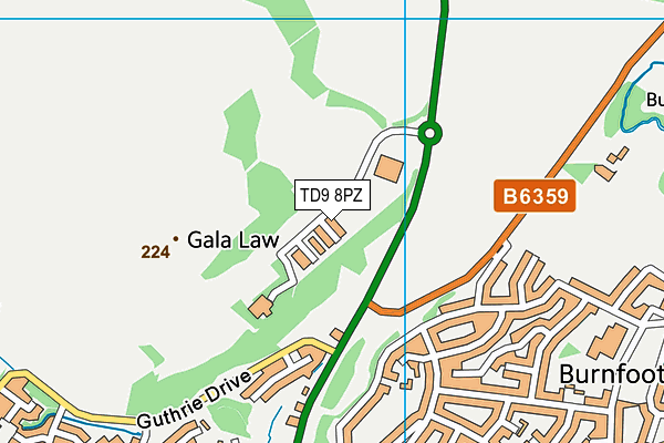 TD9 8PZ map - OS VectorMap District (Ordnance Survey)
