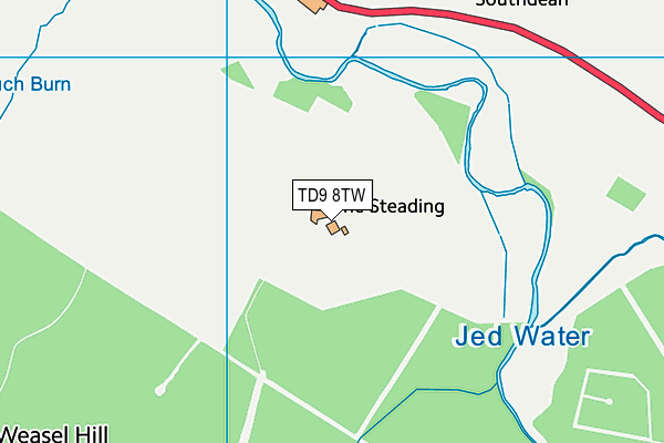 TD9 8TW map - OS VectorMap District (Ordnance Survey)