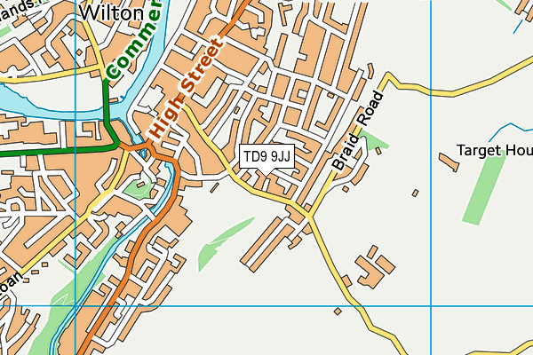 TD9 9JJ map - OS VectorMap District (Ordnance Survey)