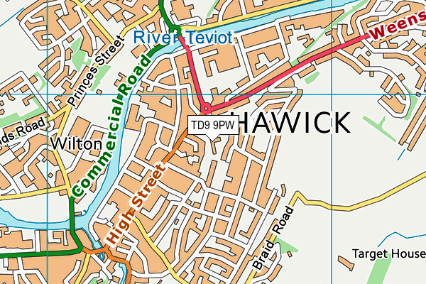 TD9 9PW map - OS VectorMap District (Ordnance Survey)