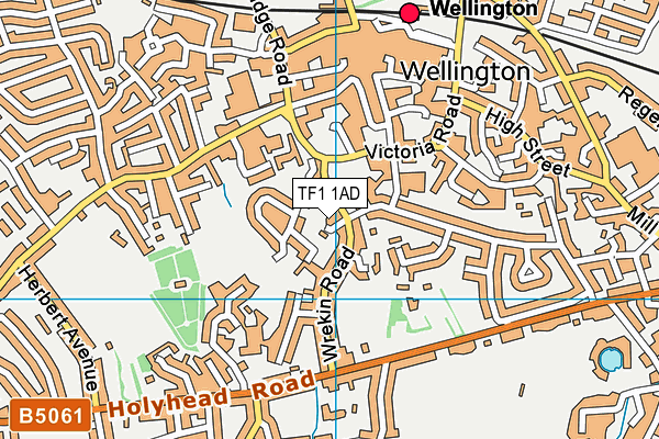 TF1 1AD map - OS VectorMap District (Ordnance Survey)