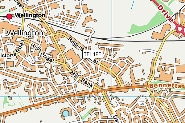 TF1 1PF map - OS VectorMap District (Ordnance Survey)