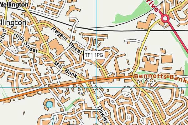 TF1 1PG map - OS VectorMap District (Ordnance Survey)